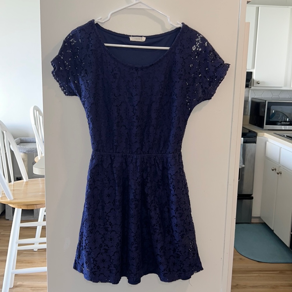 Blue fit and flare dress